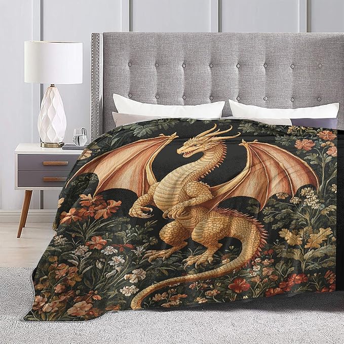 Dragon Throw Blanket Soft Warm Cozy Dragons Blankets Fuzzy Plush Fleece Dragon Blanket Gifts for Couch Bed Sofa Home Decor 40''X50''