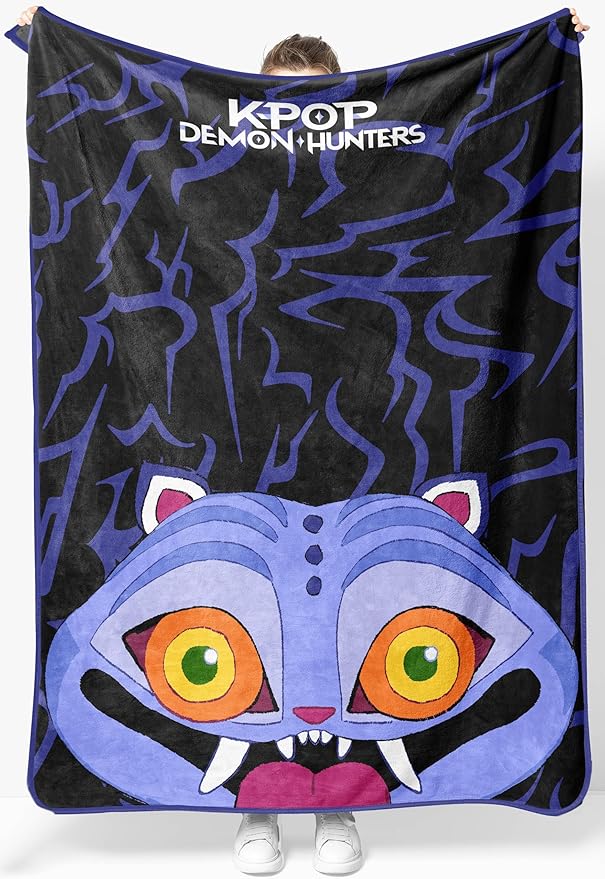 Jay Franco Kids Plush Throw Blanket – Ultra Soft Cozy Plush Fleece for Bed, Couch, Sofa, Home Décor, Official Licensed Derpy, Black - Kpop Demon Hunters, 46x60 - Throw Blanket