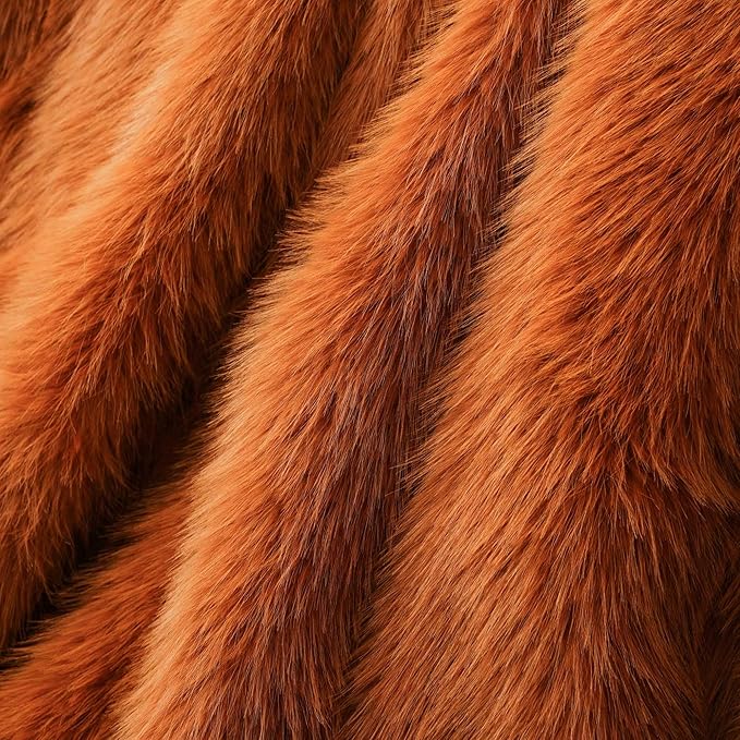 BATTILO HOME Luxury Fall Faux Fur Throw Blanket, Rust Orange Fur Blankets and Throw for Couch, Sofa, Chair, Bed, Soft Plush Warm Fuzzy Cozy Fur Throws with Long Pile, Fall Decor, 60"x80"