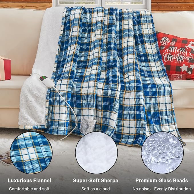 OCTROT Heated Weighted Blanket for Adults Throw/Twin Size 13Lbs, 50"x60", 2-in-1 Electric Heating Pad Lap Heavy Blanket for 120-140lbs, 10 Heat Level 1-8H Auto-Off, for Mom Women Men