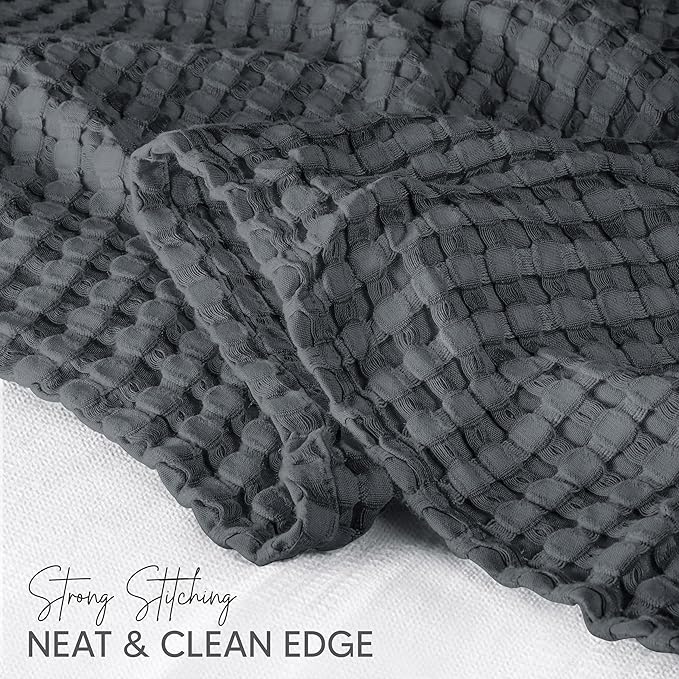 Utopia Bedding Charcoal 100% Cotton Waffle Blanket 300 GSM [Twin - 90x72 Inch] Soft Lightweight Breathable Bed Blanket for All Season