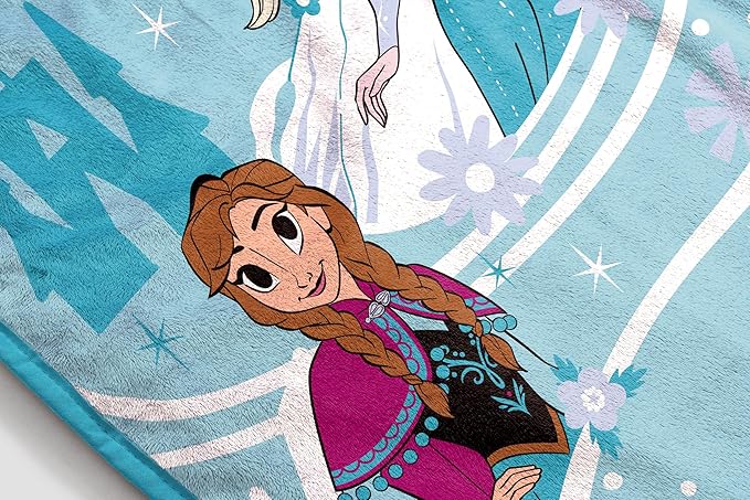 Jay Franco Kids Plush Throw Blanket – Soft & Cozy Fleece Throw for Bedroom & Couch Décor, Official Licensed Product, Blue - Frozen, 46x60 - Throw Blanket