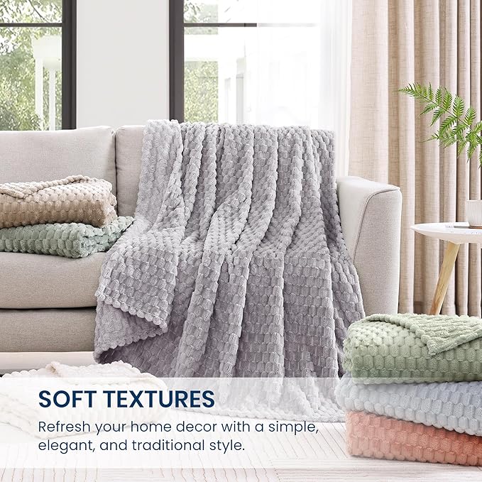 Monbix Cloud Grey Fleece Throw Blanket for Couch- Room Decor Soft Cozy Blankets for Women, Lightweight Fuzzy Fleece Flannel Bed Blanket Suitable for All Seasons(60"×80",Cloud Grey)