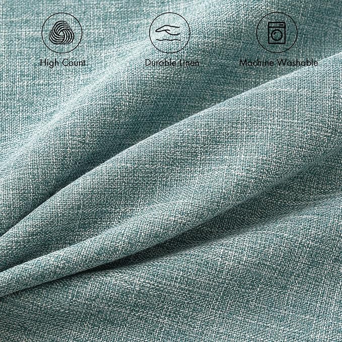 MIULEE Pack of 2 Decorative Linen Burlap Coastal Pillow Covers Farmhouse Boho Accent Pillowcases for Sofa Car Couch Bedroom Living Room Decor 20x20 Inch Teal