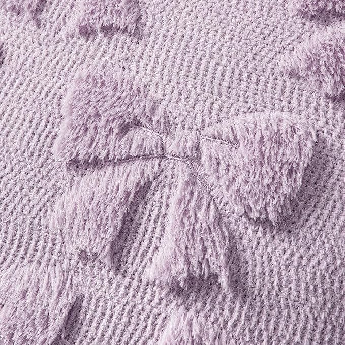 MIULEE Light Purple Bow Pillow Covers Coquette Room Decor Aesthetic Set of 2 Spring Decorative Cute Girl Soft Plush Faux Pillowcase for Preppy Room Bedroom Couch,20x20 Inch