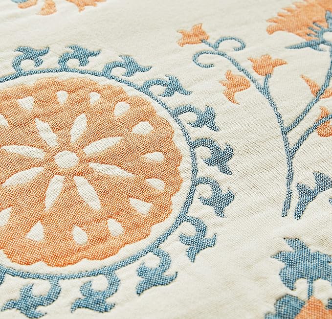 Scientific Sleep Floral Boho Mandala Datura Flower Bohemia Reversible 100% Cotton Muslin Blanket Throw Cover for Bed Couch Sofa Cozy Soft Quilt Bedspread Coverlet Full Queen 80 in x 90 in