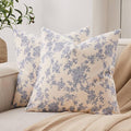 100% Cotton French Pastoral Throw Pillow Covers Set of 2, 24x24 Inch Blue Farmhouse Decorative Cushion Covers for Sofa Bed Living Room Home Decor