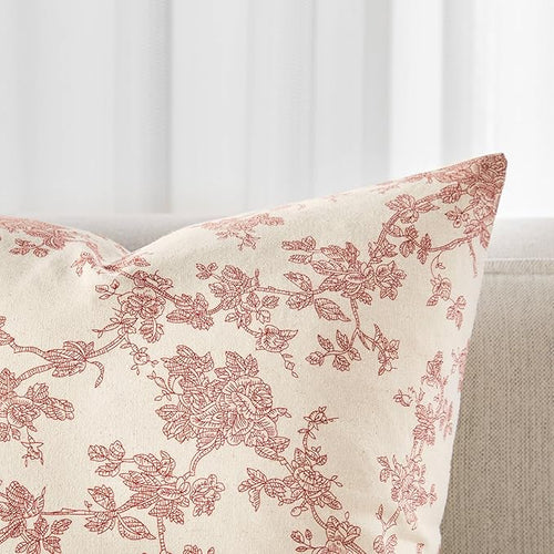 100% Cotton French Pastoral Throw Pillow Covers Set of 2, 20x20 Inch Red Farmhouse Decorative Cushion Covers for Sofa Bed Living Room Home Decor