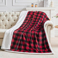 BEDELITE Sherpa Fleece Blanket - Black and Red Buffalo Plaid Christmas Blanket, Super Soft Cozy Warm Thick Winter Throw Blankets for Couch and Bed, 60" x 80"