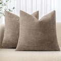 MIULEE Pack of 2 Decorative Throw Pillow Covers Soft Chenille Throw Pillows Solid Neutral Farmhouse Textured Cushion Covers for Couch Sofa Bedroom Living Room 18x18 Inch, Taupe Grey