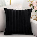 UGASA Corduroy Striped Soft Soild Decorative Square Throw Pillow Covers Set Cushion Cases Pillowcases for Sofa Bedroom, 1 Pc, 20x20inch, Black