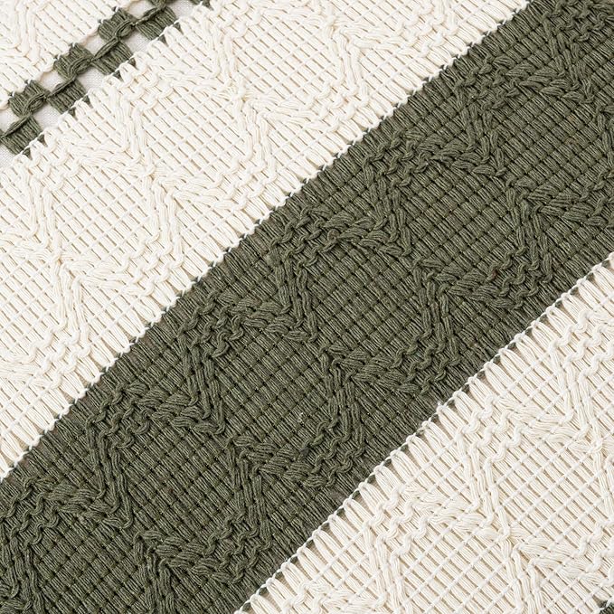 Fancy Homi Set of 2 Boho Olive Green Big Decorative Throw Pillow Cover 24x24 Inch for Couch Bed Bedroom, Aesthetic Modern Organic Farmhouse Room Decor, Soft Cotton Accent Macrame Woven Cushion Case