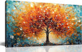 Zoyotago Large Canvas Wall Art Orange Yellow Tree Picture Modern Canvas Prints Ready to Hang for Bedroom Living Room Size 24x48