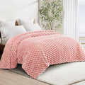 Whale Flotilla Queen Size Blanket for Bed with Jacquard Pattern, Fuzzy Soft Cozy Exquisite Blankets for All Season, Warm and Fluffy, 90x90 Inch, Pink