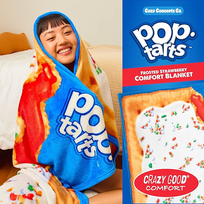 Pop-Tarts™ Cozy Concepts Co. Throw Blanket by Relatable, Looks Like a Giant Strawberry Pop-Tart® to Wrap Yourself Up, for Kids and Teens, 50x60” Cozy Soft Blanket Room Decor