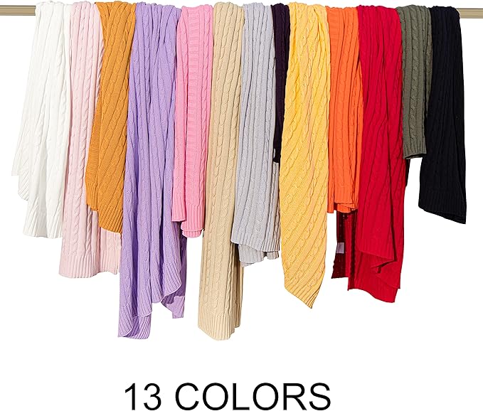 NTBAY 100% Pure Cotton Oversize (60x80) Cable Knit Throw Blanket, Super Soft Warm Knitted Blanket for Bed, Sofa, Chair, Couch - Extra Cozy, Machine Washable, Comfortable Home Decor, Eggplant Purple