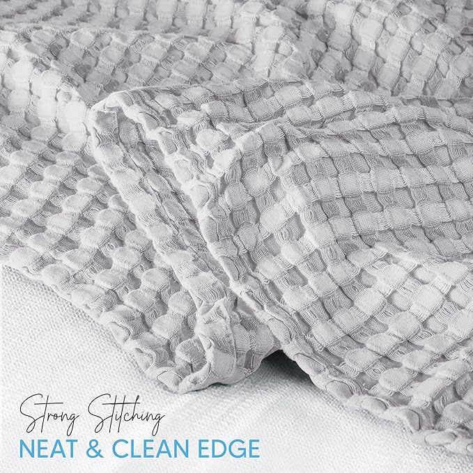 Utopia Bedding Silver 100% Cotton Waffle Blanket 300 GSM [Queen - 90x90 Inch] Soft Lightweight Breathable Bed Blanket for All Season