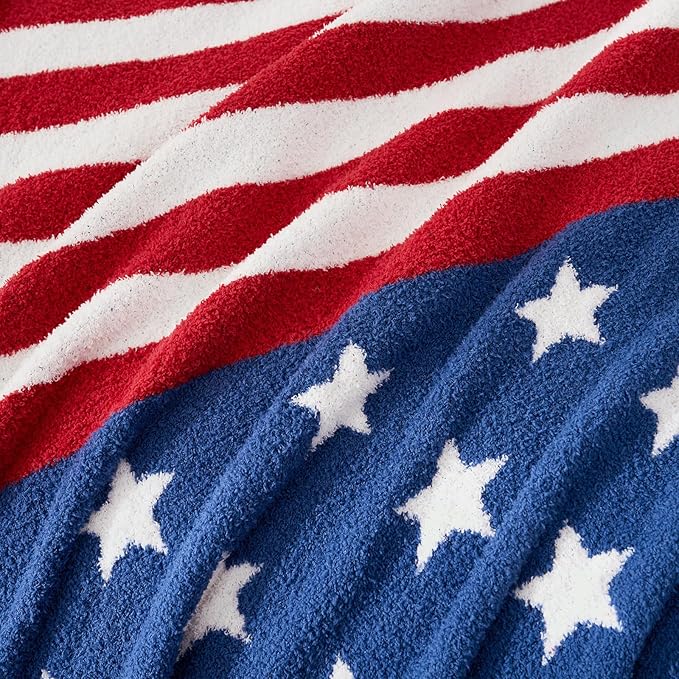 Snuggle Sac American Star Patriotic Throw Blanket for Couch Sofa Bed, July 4th Blanket Ultra Soft Cozy Throw Blanket, USA Military Veteran July 4th Gift, 50x60 inches
