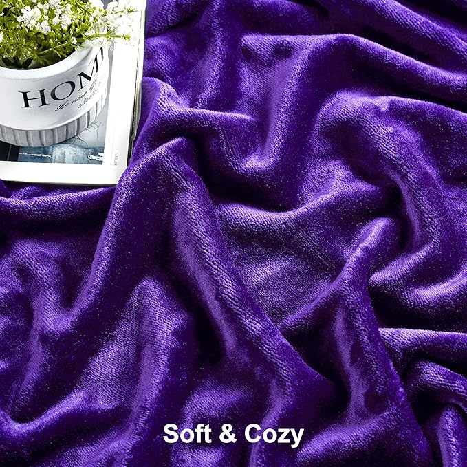 DREAMNINE Extra Large Soft Comfy Fluffy Fleece Bed Blanket Full Size 80" x 90", Luxury Huge Decorative Fuzzy Blanket for Bedroom, Big Cozy Shaggy Warm Flannel Blankets for Winter Autumn Pet, Purple