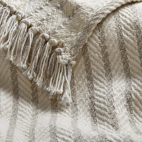 Americanflat 50x60 Throw Blanket - Soft and Breathable Cotton Throw Blanket for Couch, Bed, Chair - Decorative Blankets Perfect for Home, Office, or Outdoor Use - Cream and Beige Pinstripe Design