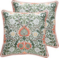 ISAENNE Design Square Retro Elegant Linen Throw Pillow Covers 18"x18" Pack of 2, Blue Gray Floral Pattern Cushion Covers Decor Pillowcases for Bed,Living Room,Outdoor,Car