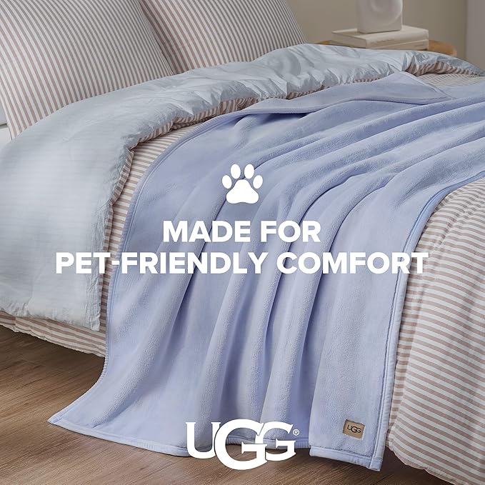UGG Coco Plush Fleece Throw Blanket – Soft & Cozy Blanket for Couch, Bed & Sofa, Perfect for Home Decor, House Warming Gifts or Luxurious Birthday Gifts for Women, 50" x 70", Lavender Misty Wisteria