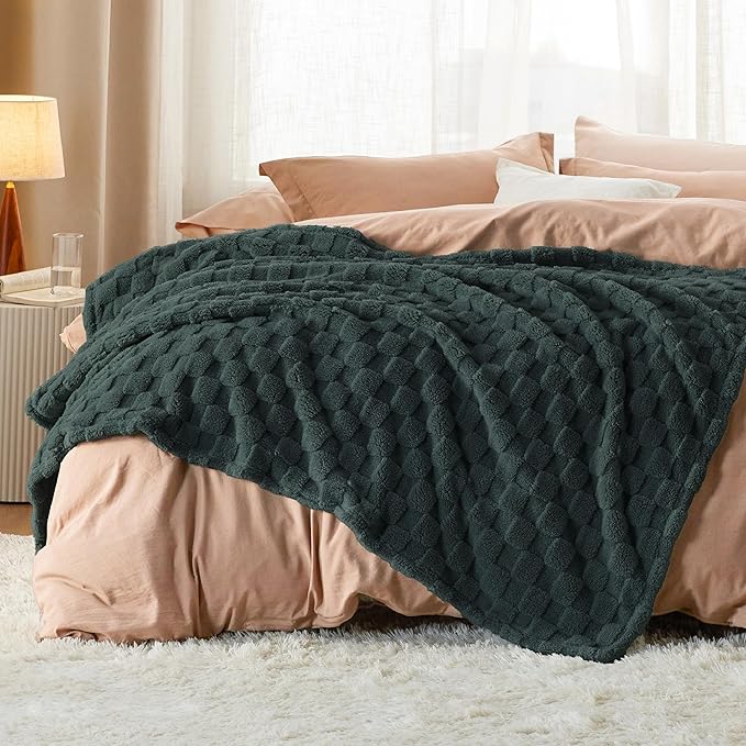 Bedsure GentleSoft Twin Blanket for Bed Dark Green - Super Soft Cozy Spring Blankets for Women Men Girls, Cute Fuzzy Fleece Mother's Day Throws for Bedroom Couch, 60x80 Inches