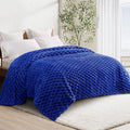 Whale Flotilla Queen Size Blanket for Bed with Jacquard Pattern, Fuzzy Soft Cozy Exquisite Blankets for All Season, Warm and Fluffy, 90x90 Inch, Blue