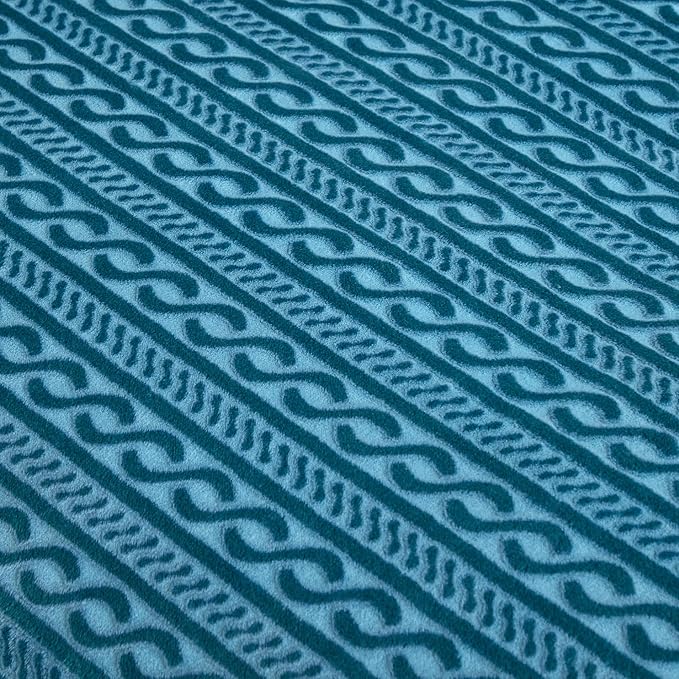 Soft Cozy Fleece Throw Blanket, 50x60 Inches – Lightweight Plush Blanket for Couch, Fuzzy 3D Jacquard Design, for Sofa, Bed & Travel, Teal Chain