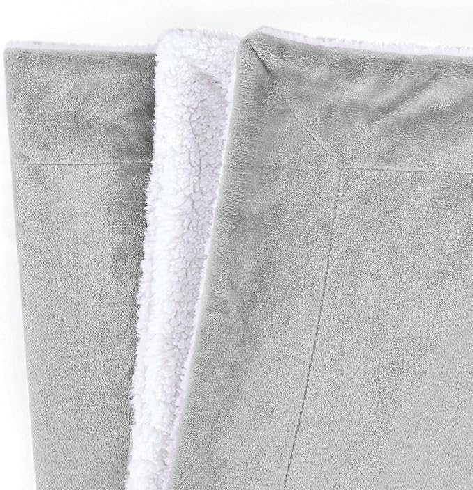 Mocassi Premium Ultra-Soft Velvet Touch Flannel Fleece Sherpa Throw - Warm Cozy Reversible Plush Micromink Throw Blanket for Couch, Bed and Sofa - Fluffy, Christmas Winter Bedding Gift, Silver Grey