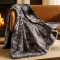 Bare Home Faux Fur Blanket - Ultra-Soft Luxurious - Cozy Warm Blanket for Couch, Sofa, Chair, Bed - Fuzzy Fluffy Super Soft - Decorative Bed Blanket, 60x47 inches (Throw, Grey Tie Dye)