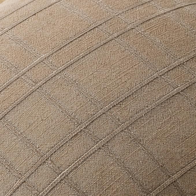 MIULEE Decorative Linen Check Euro Shams Throw Pillow Covers Neutral Farmhouse Vintage Pillow Covers 28x28 Set of 2 Boho Modern Winter Home Decor for Sofa Couch Bedroom Cushion Light Brown