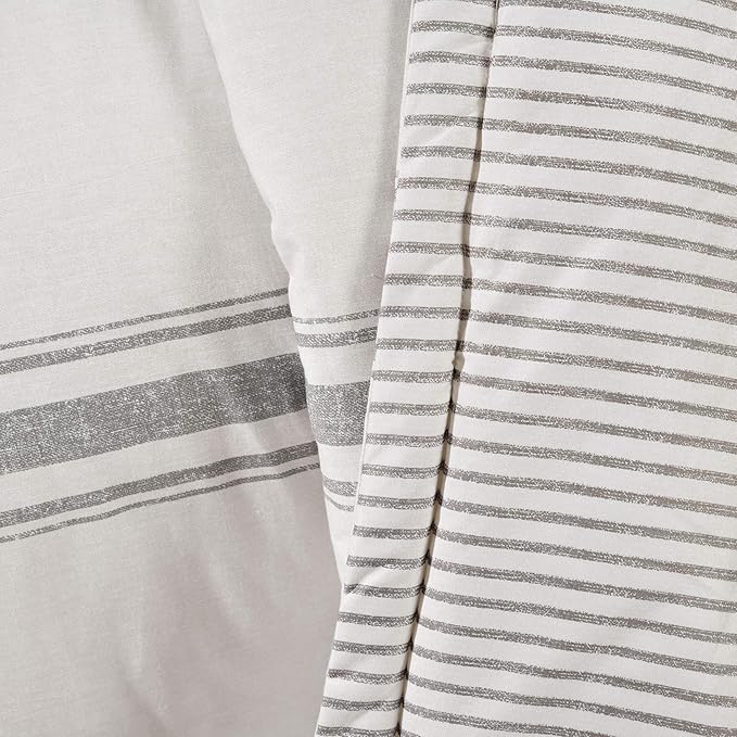 Lush Decor Farmhouse Stripe Reversible Throw, Single, 50" W x 60" L, Gray - Throw Blanket For Bed - Soft Blanket - Couch Throw - Rustic Farmhouse Decor