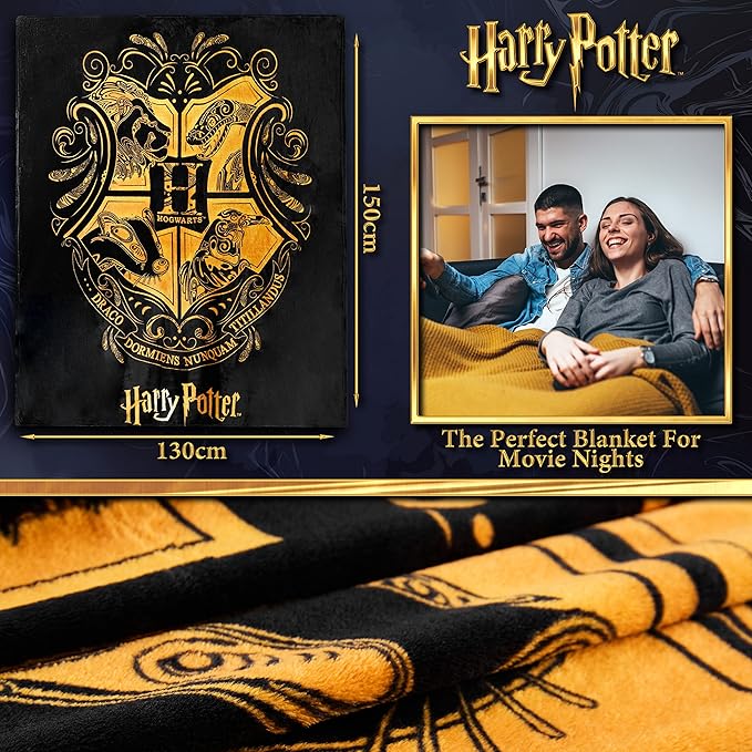Harry Potter Fleece Throw Blanket Soft Cozy Bed Blanket Hogwarts Bedroom Decor Plush Comforter 59" x 51" for Bedroom Travel Gifts for Kids