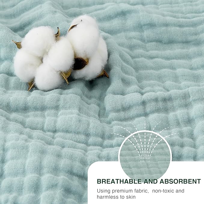 Love's cabin 100% Cotton Muslin Blanket, 6 Layer Lightweight Breathable Gauze Large Throw Blanket 50 x 70 Inches, Soft Cooling All Season Blanket for Couch or Sofa, Cyan