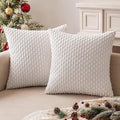 MIULEE Christmas Throw Pillow Covers Soft Corduroy Decorative Eruo Sham Set of 2 Boho Striped Pillow Covers Pillowcases Farmhouse Home Decor for Couch Bed Sofa Living Room 24x24 Inch Pure White