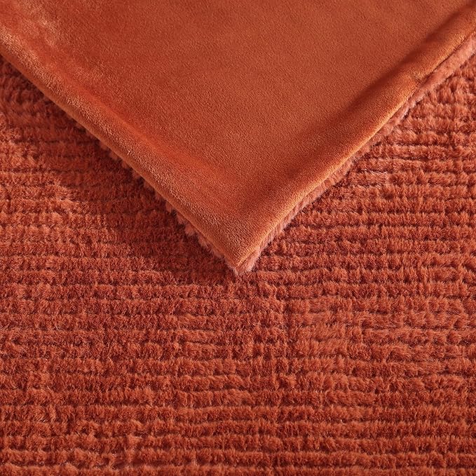 Eddie Bauer - Throw Blanket, Ultra-Soft Sherpa & Reversible Bedding for Year Round Comfort, Throw Blanket for Couch or Bed (Textured Solid Orange, 50" x 60")