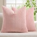 Mecatny Corduroy Decorative Throw Pillow Covers 16x16 Set of 2 for Sofa Living Room, Soft Neutral Boho Couch Pillow Covers for Home Decor, Pink