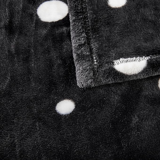COOVA Oversized King Fleece Blanket 120x120 inches, Soft Cozy Warm Giant Extra Large 10'x10' Blanket for Bed, Sofa, Couch,Travel, Camping, California Huge Flannel Big Throw Blanket, Black/White Dots