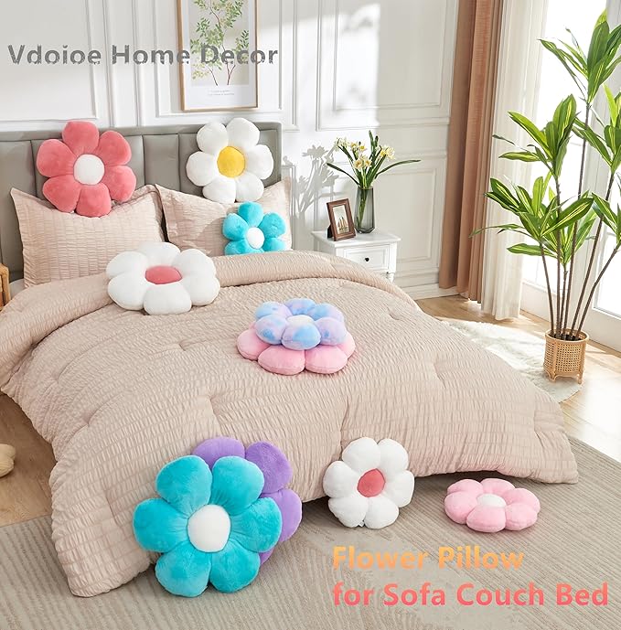 Flower Pillow,Flower Throw Pillow 19.6In Daisy Pillow Cute Flower Shaped Decorative Pillow Cushion Home Decor Cushion for Sofa Couch Bed Reading Tent.