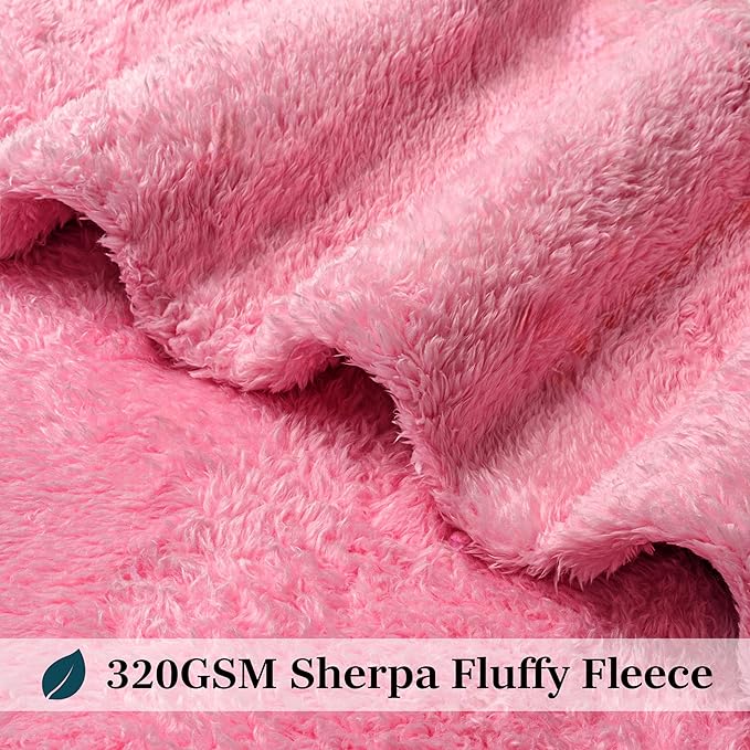 PAVILIA Sherpa Throw Blanket for Couch Sofa, Pink Fluffy Warm Plush Blanket for Bed, Cozy Super Soft Lightweight Throw, Fuzzy Decorative Blanket, All Season Home, 50x60