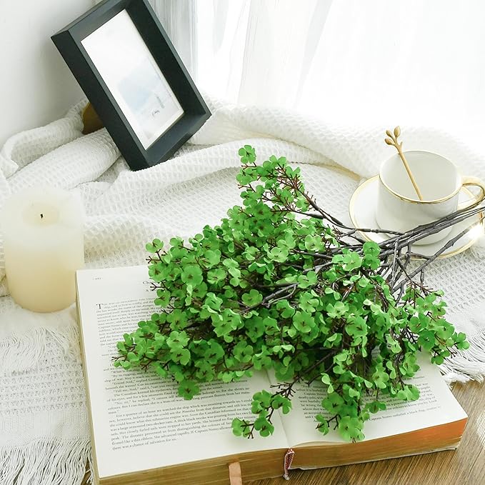 Mandy's Green Artificial Baby’s Breath Flowers 6 Bundles Silk Gypsophila, 18.5 Inch European Style Modern Home Decor Centerpiece, Neutral Wedding Flower Arrangements