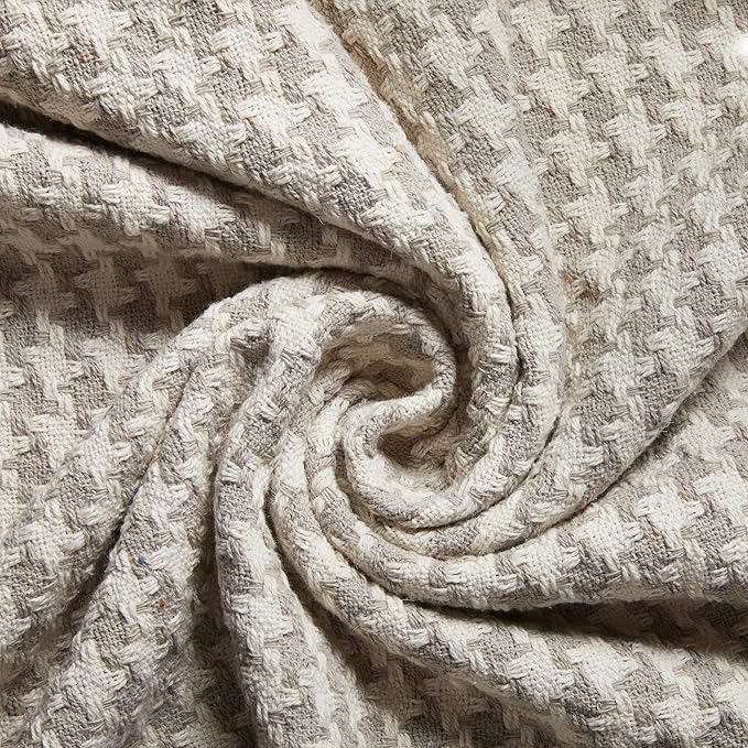 Americanflat 50x60 Throw Blanket - Soft and Breathable Cotton Throw Blanket for Couch, Bed, Chair - Decorative Blankets Perfect for Home, Office, or Outdoor Use - Cream and Beige Houndstooth Design