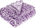 Cute Purple Blanket Soft Fleece Leopard Print Throw Blanket for Couch Sofa Decor Plush Blankets