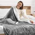 Heated Blanket Full Electric Blanket 72X84in - Fast Heating Blanket for Adults Ultra Soft Sherpa Blankets with 5 Heat Levels & 10 Hrs Timer, Machine Washable, Office Warm Blanket for Winter(Gray)