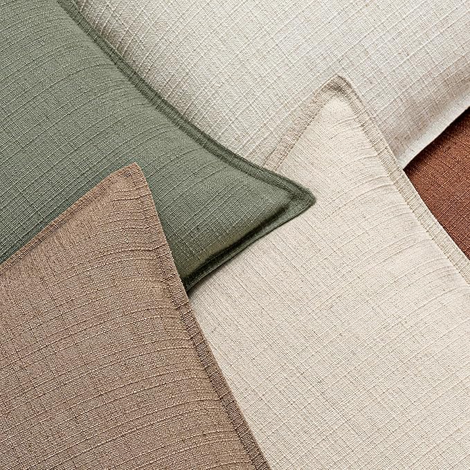 MIULEE Euro Sham Pillow Covers for Bed 26x26, 2 Pack Coco Brown Thick & Textured Decorative Throw Pillow Covers, Neutral Linen Cushion Cases, Modern Farmhouse Home Decor, No Filling