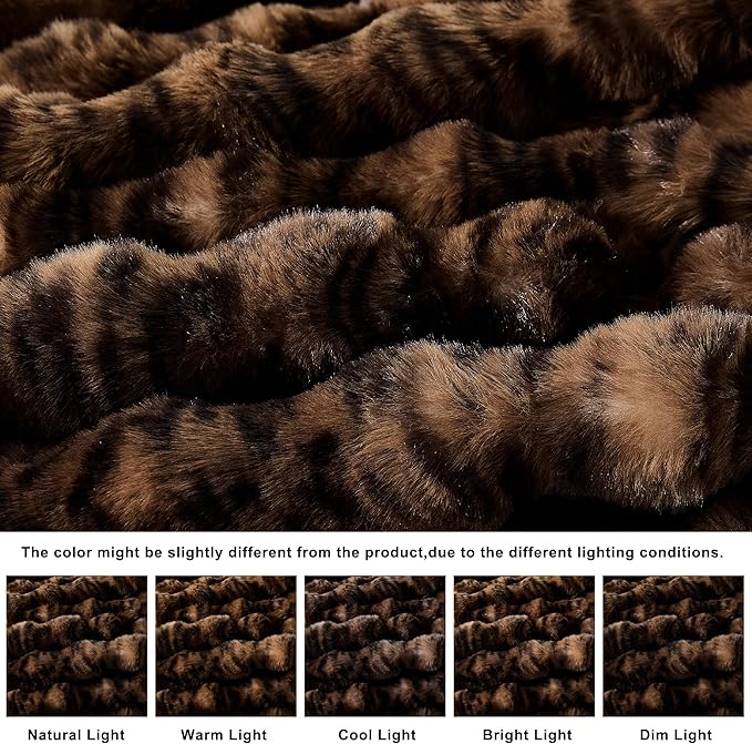 WDCOZY Cheetah Leopard Print Bubble Throw Blanket, Luxury Faux Rabbit Fur Mink Plush Throw for Couch, Sofa and Bed, Soft Fluffy Fuzzy Cozy Blanket for Women, 60x80 inches, Chocolate Brown, 950 GSM
