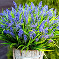 Artificial Flowers for Outdoors Decorations - 20 Bundles Fake Lavender Monkey Grass UV Resistant Plastic Faux Plants for Home (20, Purple)