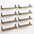 Fixwal Floating Shelves for Room Wall, Width 4.7in Rustic Wood Wall Storage Shelves for Bedroom, Living Room, Kitchen, Bathroom, Office Decor and Plants Display (Set of 8 Carbonized Black)