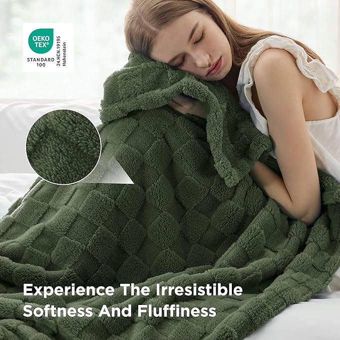 Bedsure GentleSoft King Size Blanket for Bed - Super Soft Cozy Blankets for Women Men Girls, Large Fuzzy Fleece Mother's Day Throw for Bedroom Decor, Olive Green,108x90 Inches